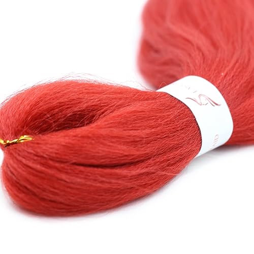 Miniatura 4 de IXIMII Cabello trenzado rojo de 16 pulgadas, preestirado, 3 paquetes de trenzas suaves preestiradas, trenzas de ganchillo lacio, textura Yaki,