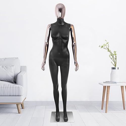 Miniatura 7 de Maniquí femenino de cuerpo completo, cuerpo blanco, cabeza dorada, manecillas doradas, maniquí de costura de 70 pulgadas, maniquí articulable con