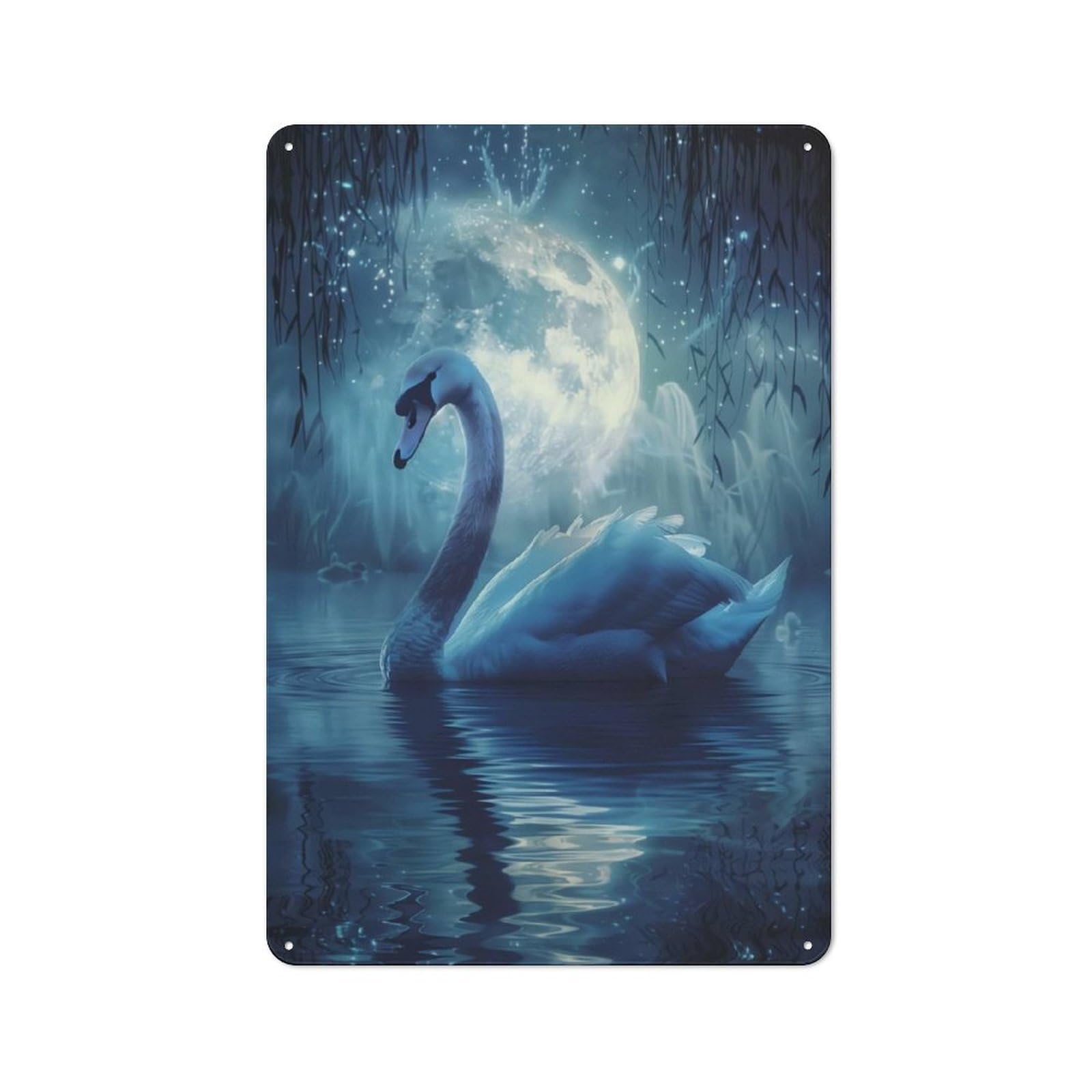Vintage Tin Sign 30x20cm with Majestic Swan for Garage Or Workshop, for Metal Sign Collectors, for Cafés, Pubs And Restaurants