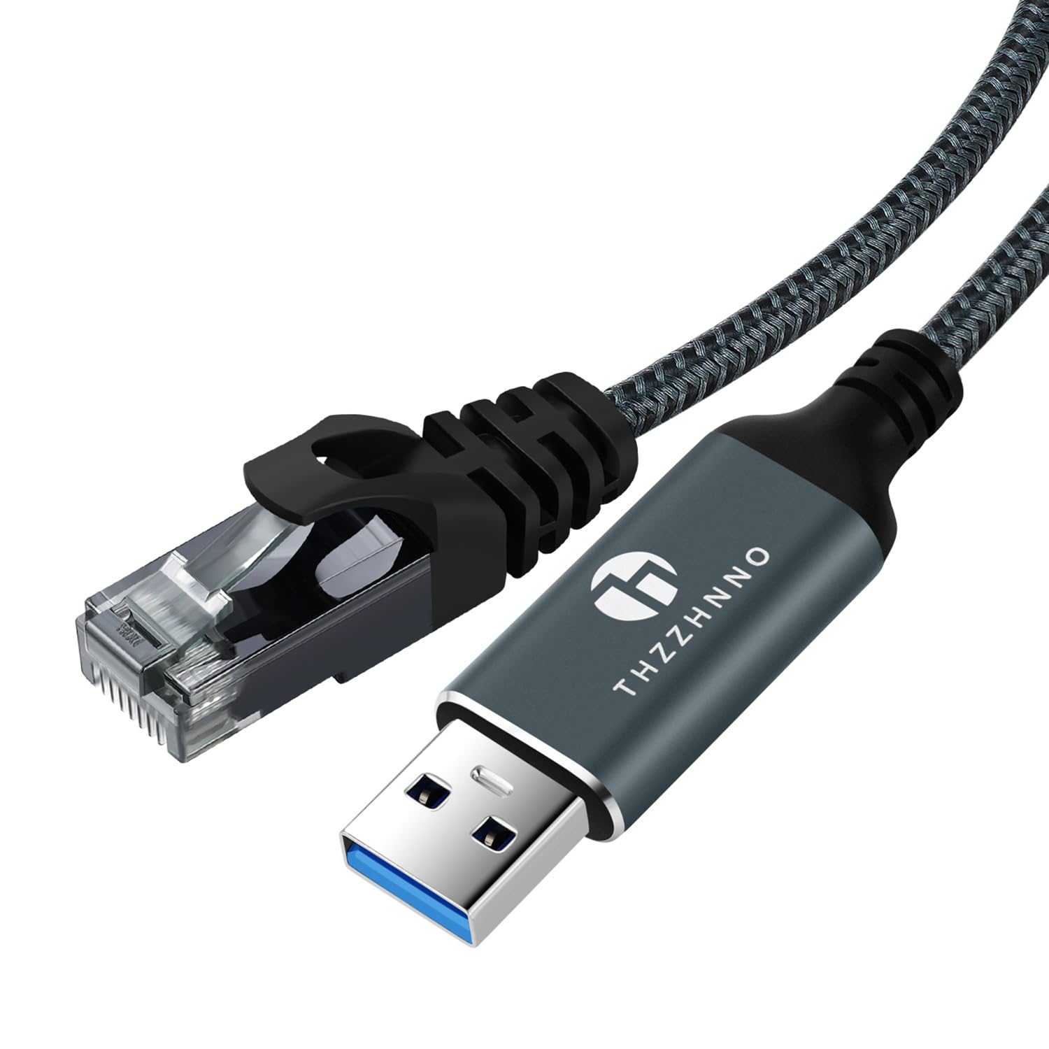 Adaptateur USB vers Ethernet 5M, USB 3.0 A vers RJ45 Mâle directement connecté au réseau LAN Gigabit, Compatible avec ordinateur portable, PC, MacBook, Switch, Windows, MacOS, Linux