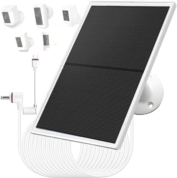 10W/5V Solar Panel Charger with Two connectors DC3.5 * 1.35 and USB-C,9.8ft/3m Charging Cable,IP65,Compatible with Ring Spotlight Cam Plus/Pro,Stick Up Cam Battery 2nd/3rd Generation