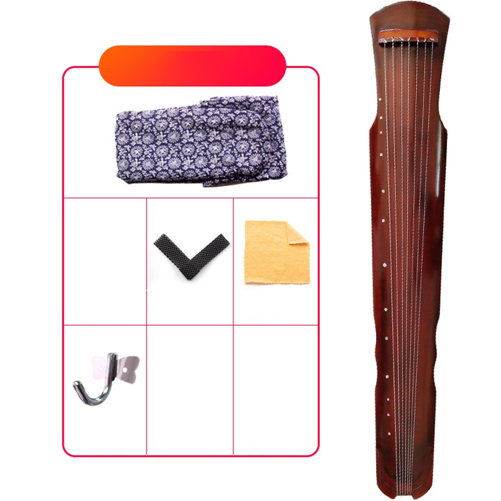 Handgemachtes Guqin Altes Tragbares Guqin Instrument Aus Paulownia Holz Für Anfänger Und Erwachsene(Type 7)