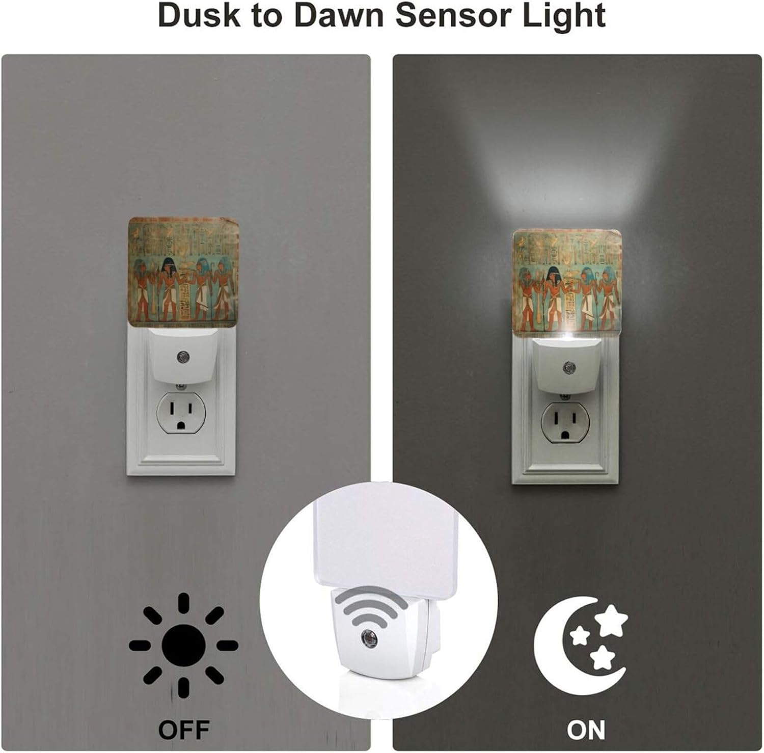 2 Pack Women in Ancient Egypt Night Light Plug in Dusk to Dawn Sensor LED Night Lights Plug into Wall Modern Night Lamp with Smart Sensor Automatic Nightlights for Kids Room Bedroom Decor image 3