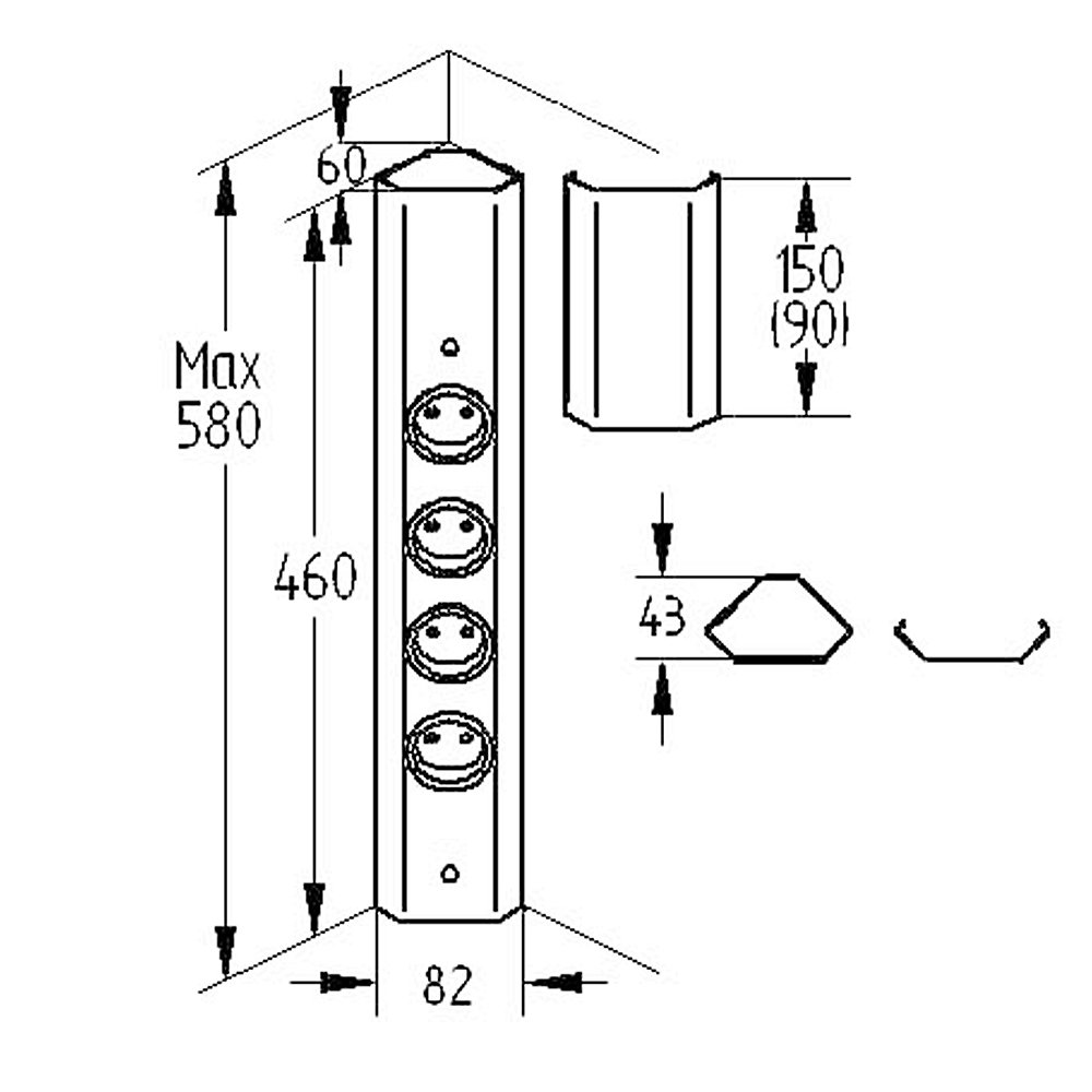 Thebo Steckdosenelement ST 3081 4 Fach, Edelstahl, 1 Stück, 176816