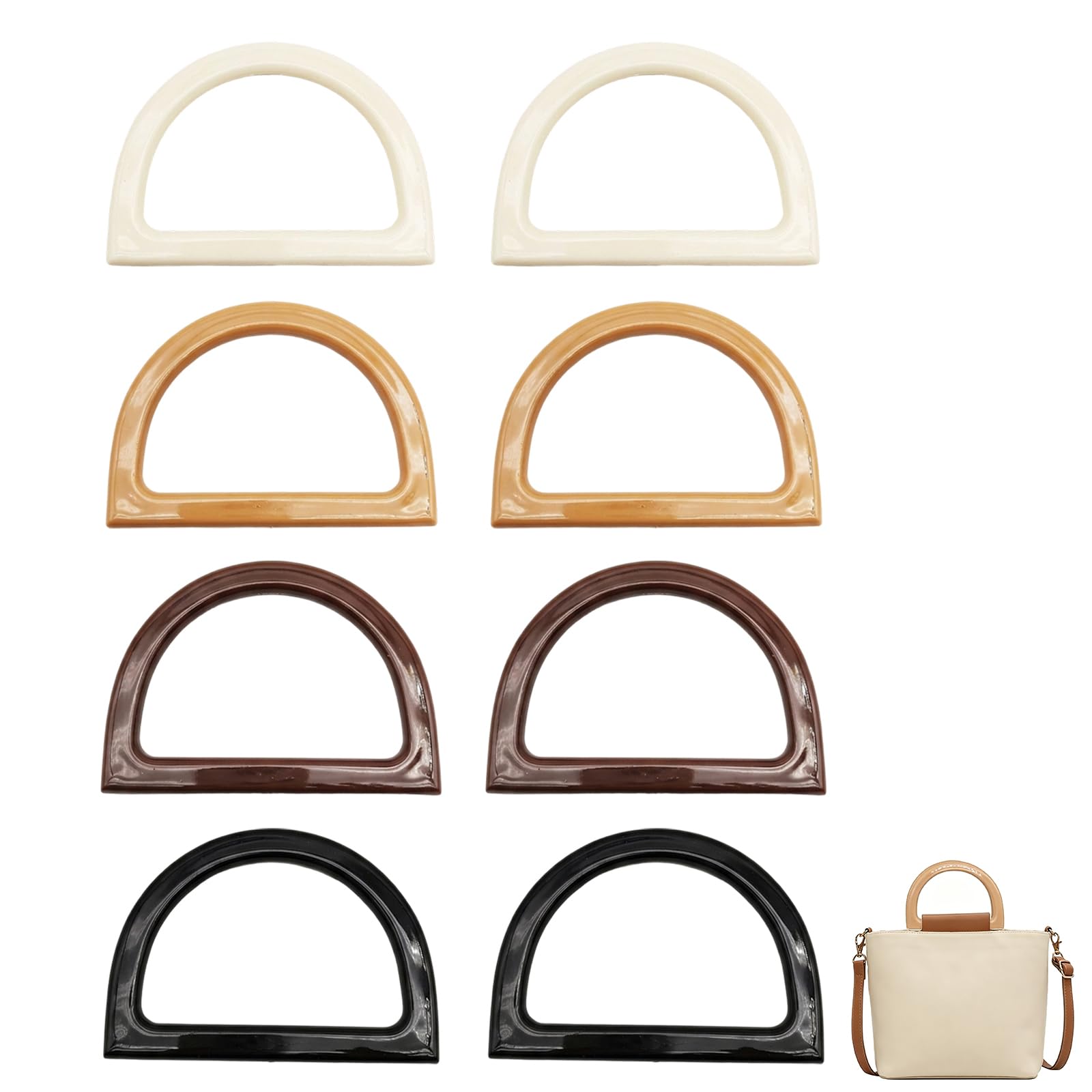 Bag Handles for Bag Making, D Shape Handles, Resin Handles in Four Colours