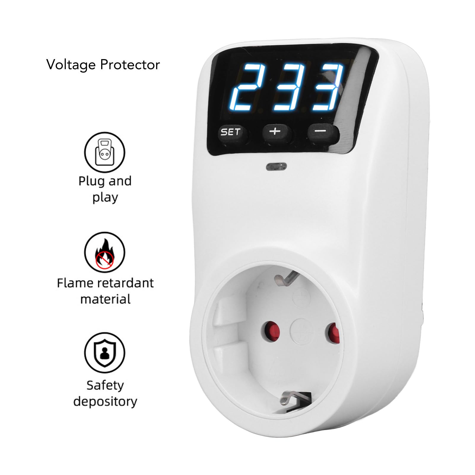Protector contra Sobretensiones, Protector Regulador De Voltaje De Montaje En Pared para Electrodomésticos, Salida De Caída De Voltaje 230V 16A 3680 Vatios Pantalla LED