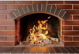 DASHAN 7x5ft Red Brick Fireplace Backdrop Burning Flame Wood Christmas Polyester Background for Photography Christmas Photo Backdrop Winter New Years Eve Xmas Home Family YouTube Photo Props - Buy now