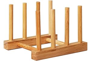 Bamboo Dish Rack, Pot lid/Plate/Cutting Board Organizer