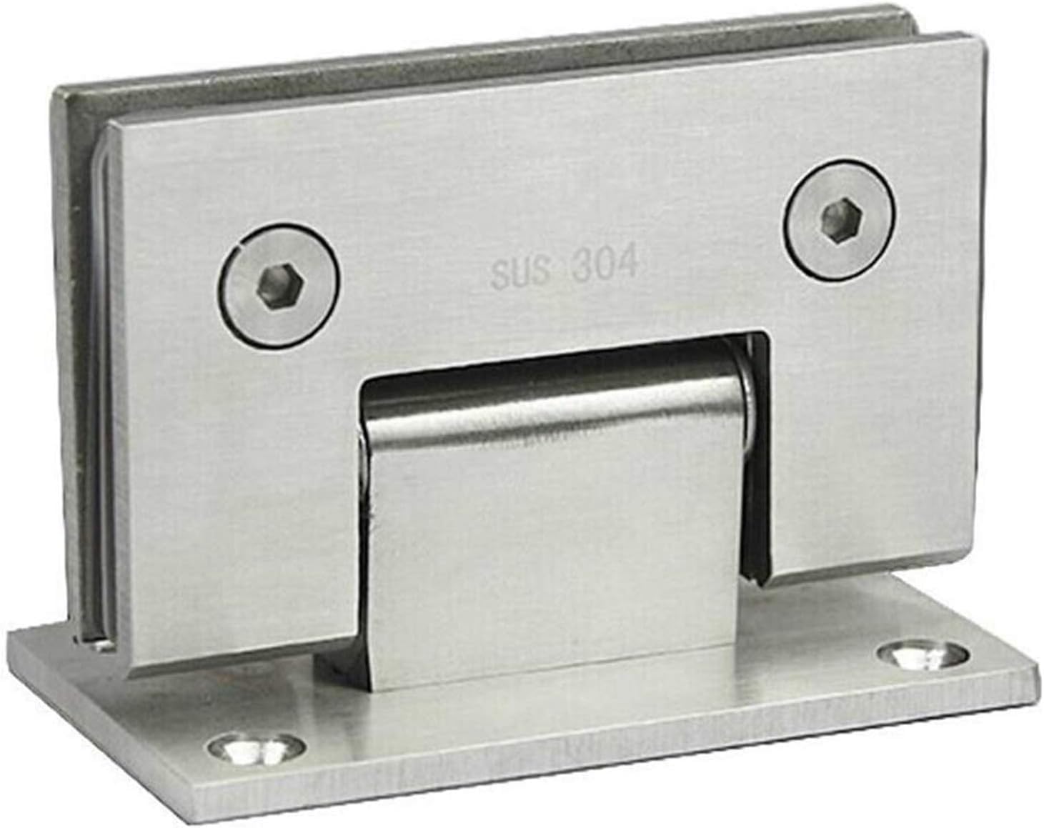 Glass Door Hinges, Frameless Glass Door clamp Hinge 90 Degree Flat fixtures Bath, Silver