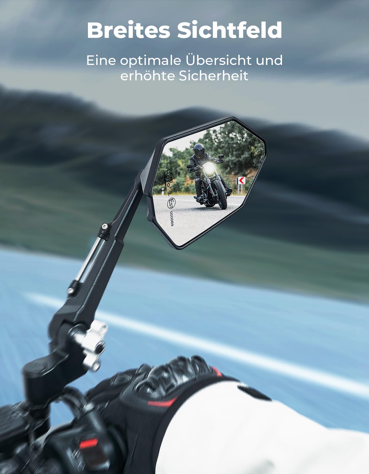 KEMIMOTO Motorrad Spiegel, 2 Stück Verstellbar Motorradspiegel E57 Geprüft, 360°drehbarer Motorrad Rückspiegel, Universal Seitenspiegel Kompatibel Mit Street Bike Scooter Moped Fahrrad