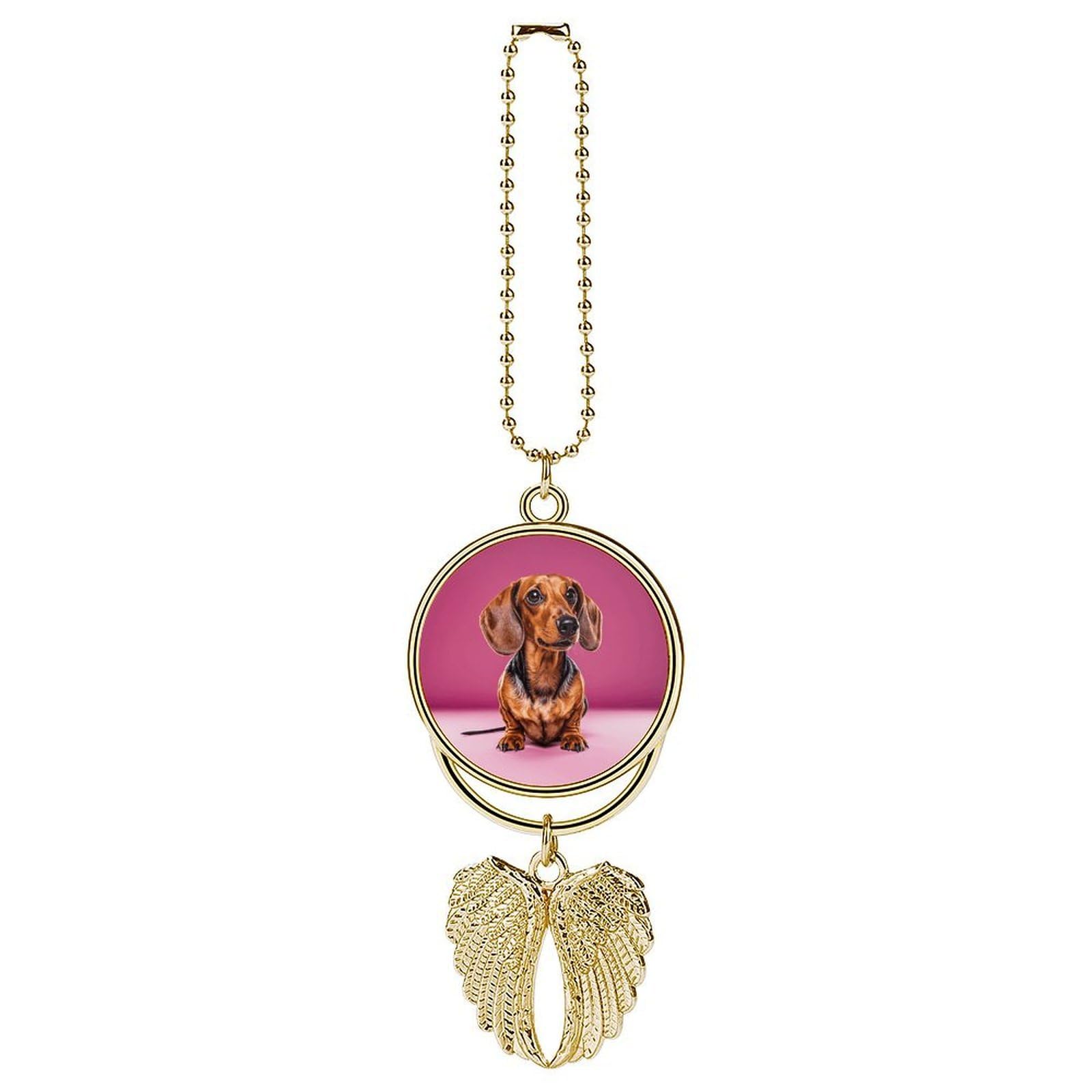 Dachshund Weiner Dog Car Charm Rear View Mirror Pendant Decor Golden-dachshund Weiner Dog