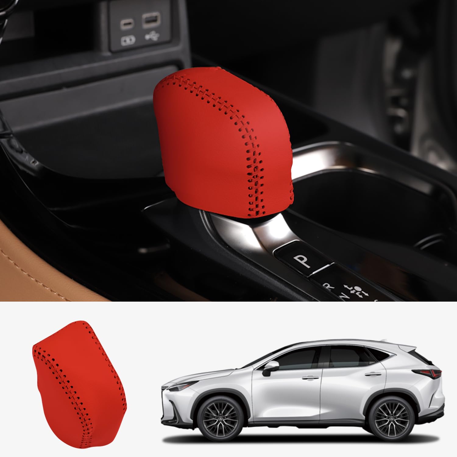 Custom Interior Accessories for Lexus NX 250 350 350h 450h+ 2022 2023 RX 350 350h 450h+ 500h Leather Automatic Gear Shift Knob Cover, Transmission Boots Shift Lever Sheath