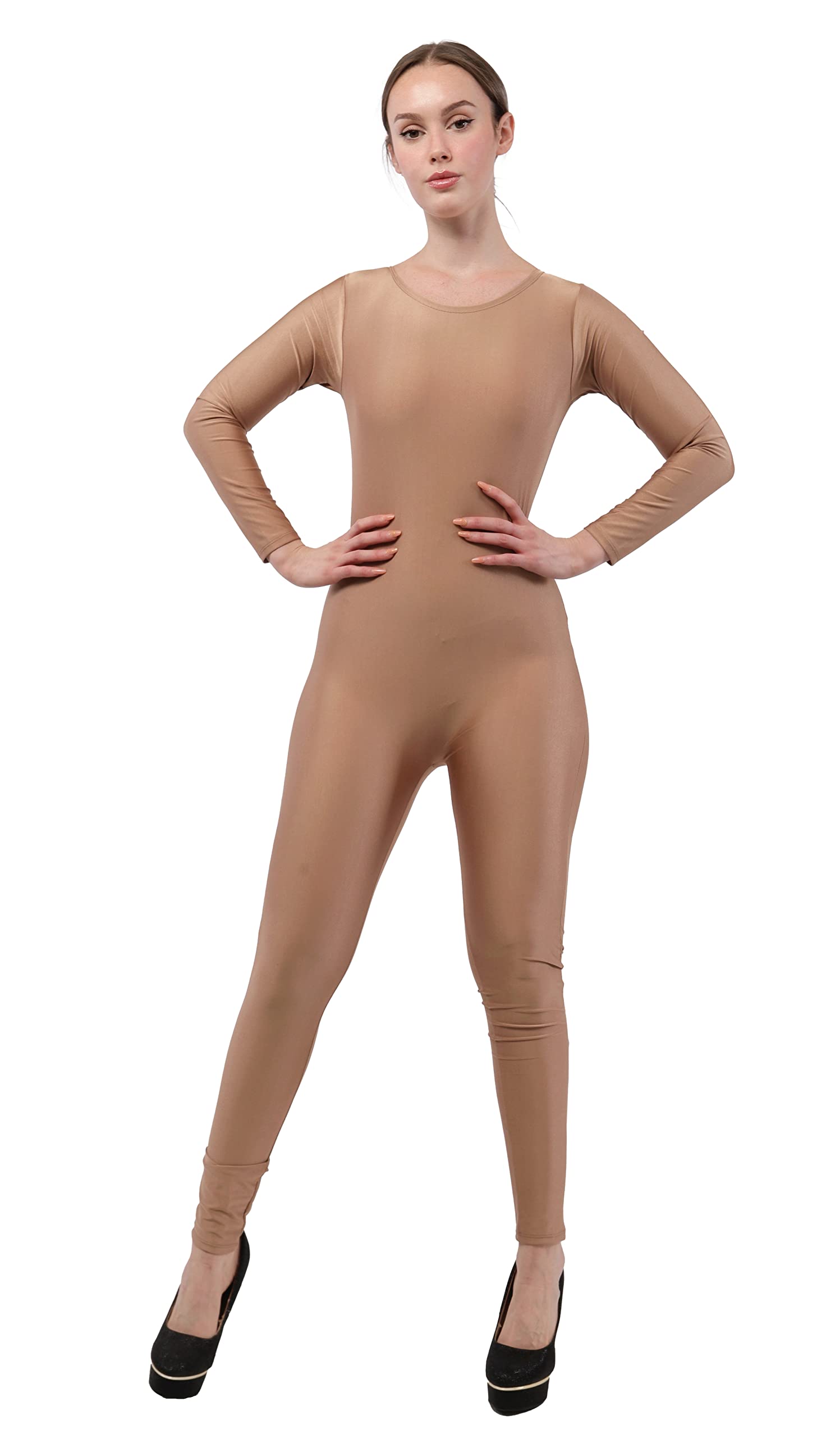 Carnavalife Maillot de Danza Ballet Mujer, Mono de Cuello Redondo con Manga Larga, Body Ajustado de Cuerpo Completo de Gimnasia Rítmica Leotardo de Patinaje
