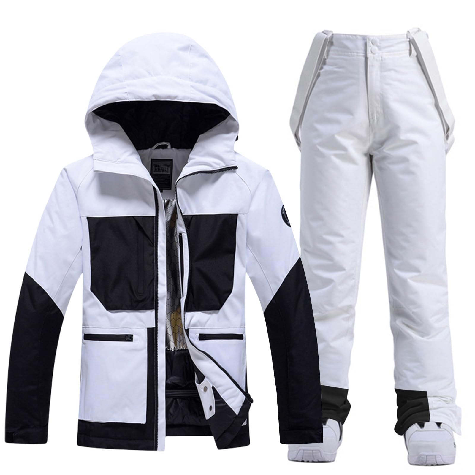 HOTIAN Giacca da sci e pantaloni da donna, set da 2 pezzi, tuta da sci da donna, impermeabile, antivento, invernale, per attività all'aria aperta, per sci e sci