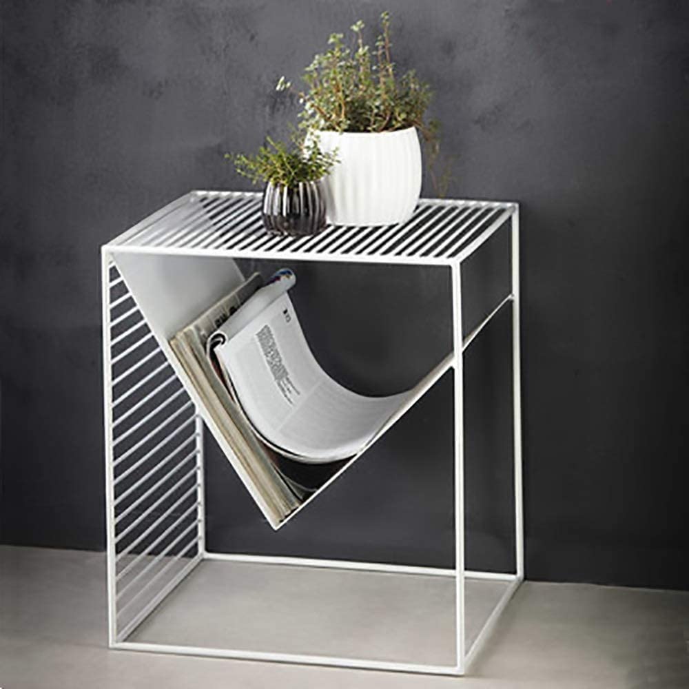 Indian Decor. 2122 Magazine Racks Creative Newspaper Rack Simple Metal Wrought Iron Home Multi-Function Rack Storage Shelf Bedside Table - Black-picture-30
