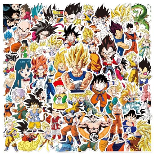 50pcs Anime Dragon and Ball Stickers for Kids Teens Girls Adult Waterproof Vinyl Movie Decal for Water Bottle Skateboard Guitar Travel Case Bike Laptop Car Bumper Luggage Phone (j)