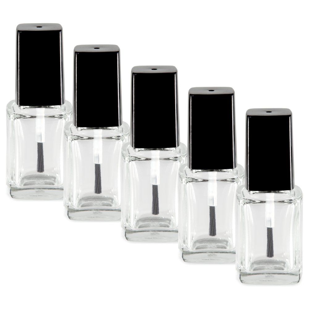 NAILFUN5 Empty Nail Polish Bottles 10 ml – Transparent/Black