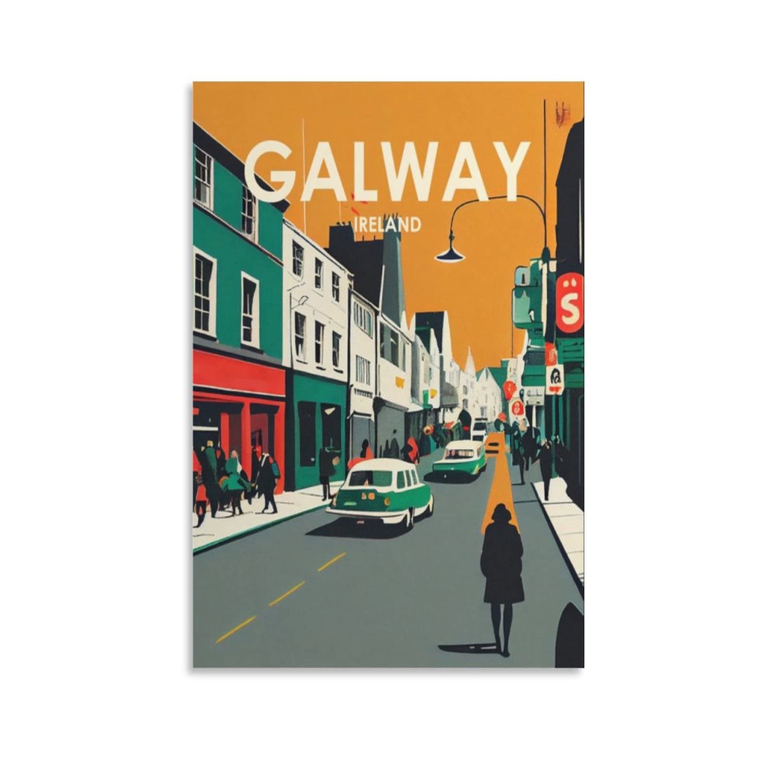 Funny Tin Signs Galway Ireland Street Poster Wall Art Garden House Plaque for Bathroom Kitchen Cafe Wall Halloween Christmas Decor 20x30cm