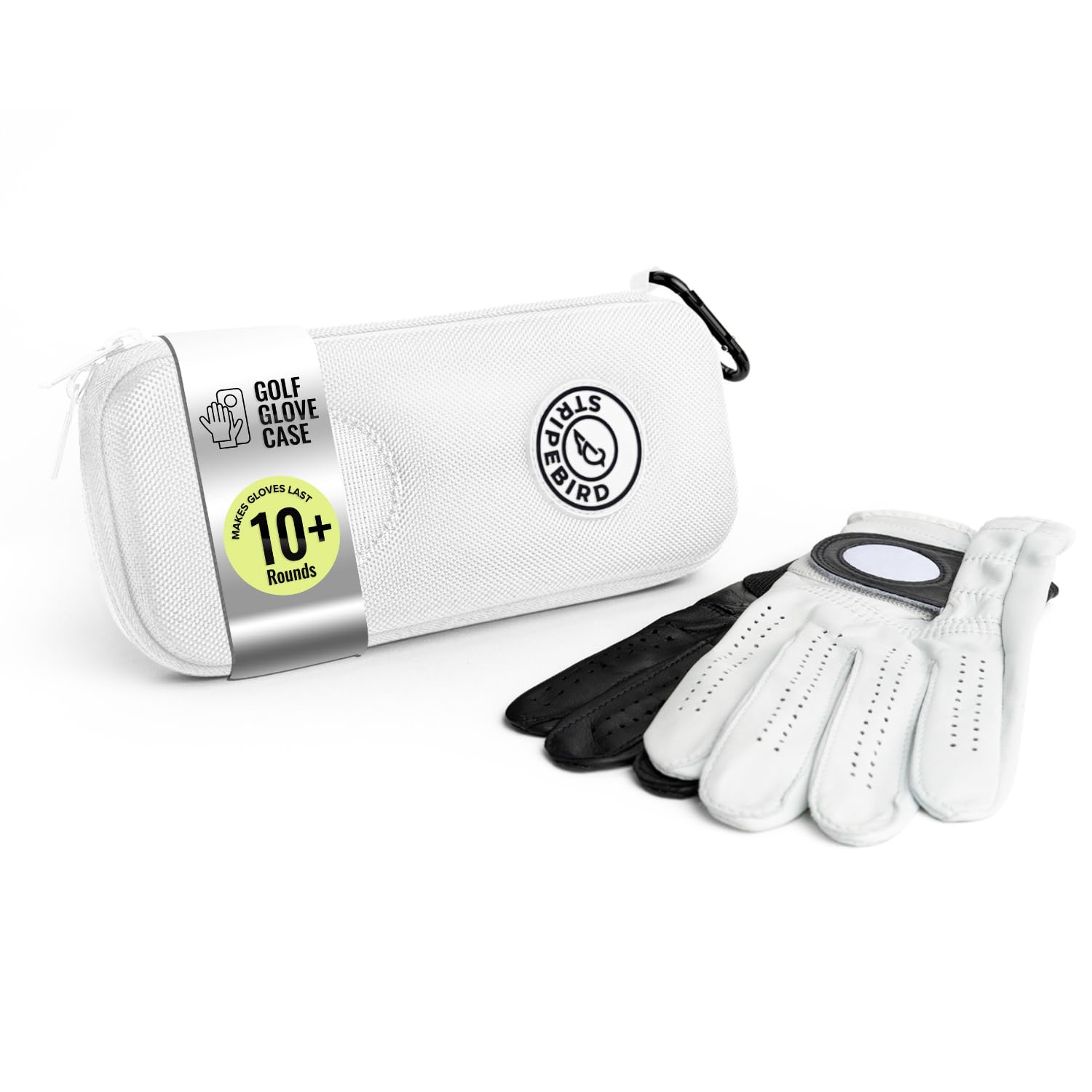 Stripebird - Original Performance Golf Glove Holder Case (White) - Protect and Keep Gloves Dry - Moisture Free Storage - Organizer