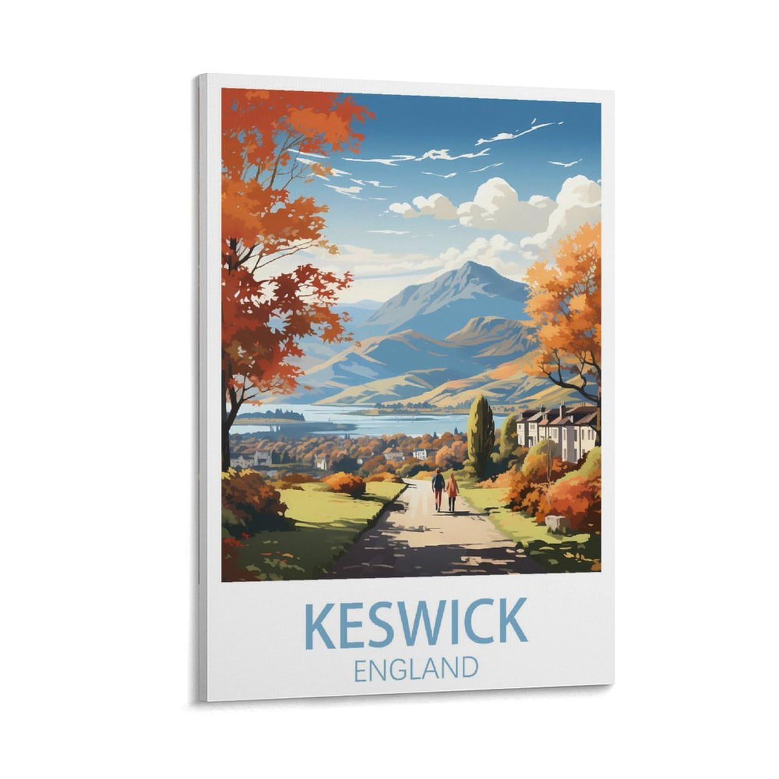 KLYCHF Keswick England Vintage Travel Poster Landscape 08x12inch(20x30cm) Wall Art Picture Print Canvas Art Poster Modern Family Bedroom Decor Posters