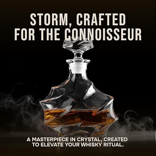 Miniatura 2 de Storm - Decantador de whisky japonés de cristal  100% cristal ultra claro sin plomo  25.4 fl oz elegante jarra de licor para whisky, escocés,