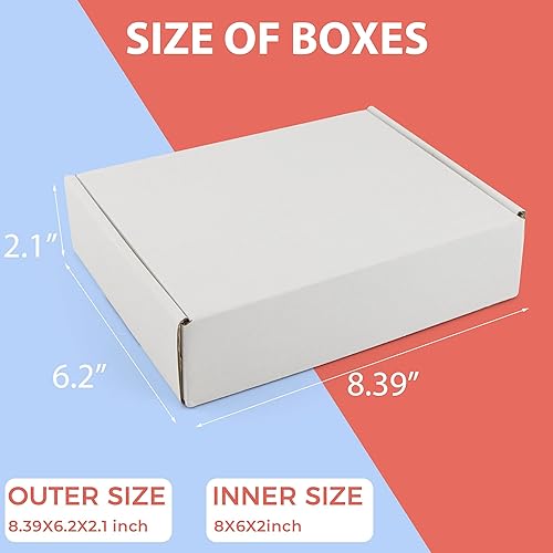 Miniatura 9 de Mat Board Center, cajas blancas de envío de 8 x 6 x 3, pequeña caja de cartón corrugado, correo de negocios, correo de regalos, camiseta, vela