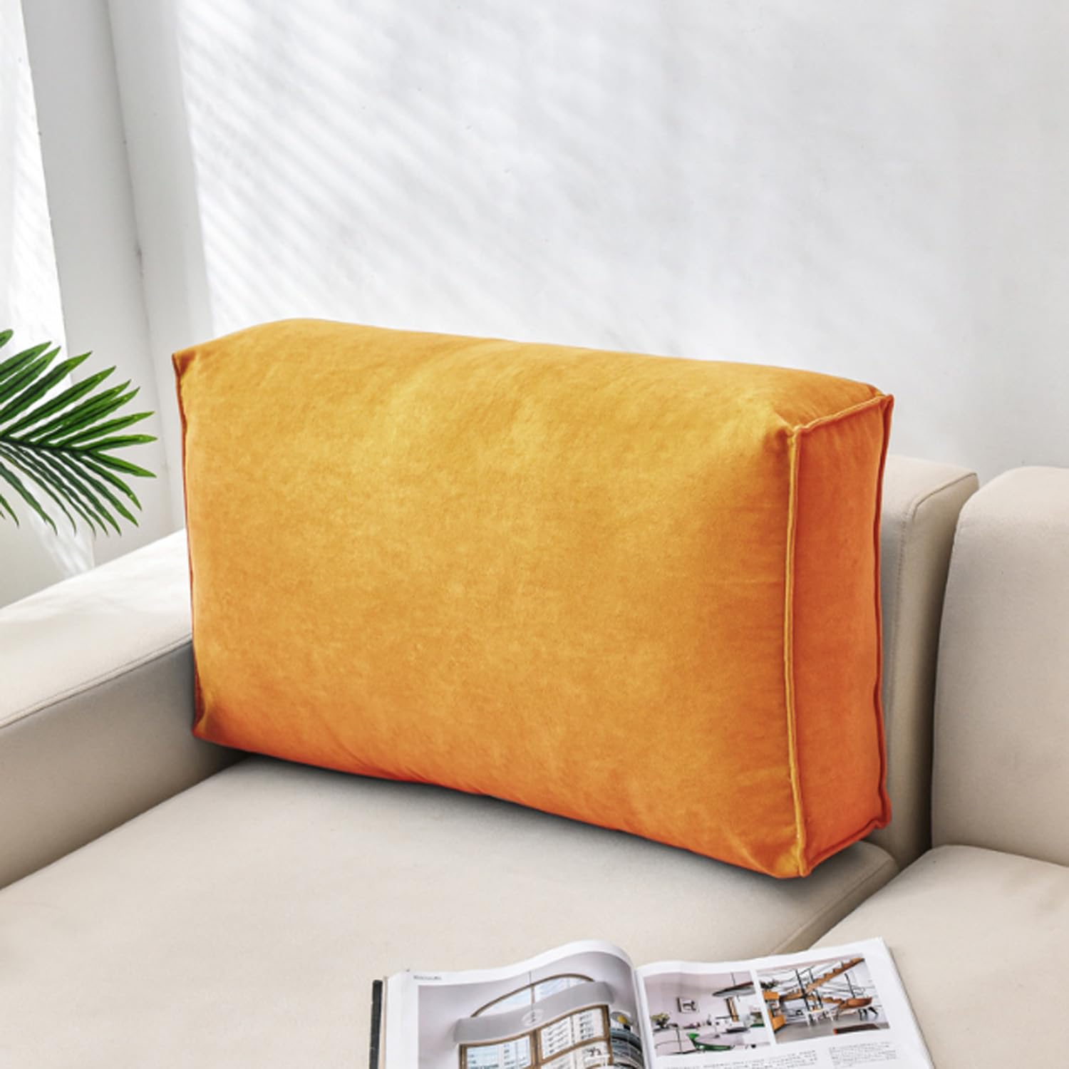 GOFOHIMI Soft Back Support Cushion, Breathable Headboard Reading Pillow, Cozy Sofa Chair Rest Bolster, Durable Bedside Pad, Bed Waist Pillows with Machine Washable Cover