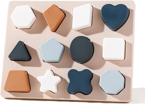 Mamimami Home Rompecabezas con forma de aprendizaje Montessori para niños preescolares niños y niñas, juguetes educativos con forma de silicona