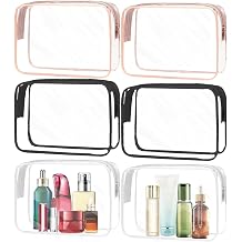 Clear Travel Cosmetic Bags with Zipper Large Waterproof Toiletry Travel Bag | 6PCS PVC Travel Bag Makeup Bag Wash Bag for Business Travel Vacation Organizing 3 colour
