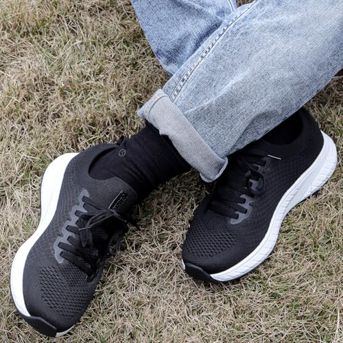 Image of Mens Slip on Lightweight Walking Shoes Non Slip Breathable Running Shoes Comfort Tennis Workout Gym Sneakers with Shoelace