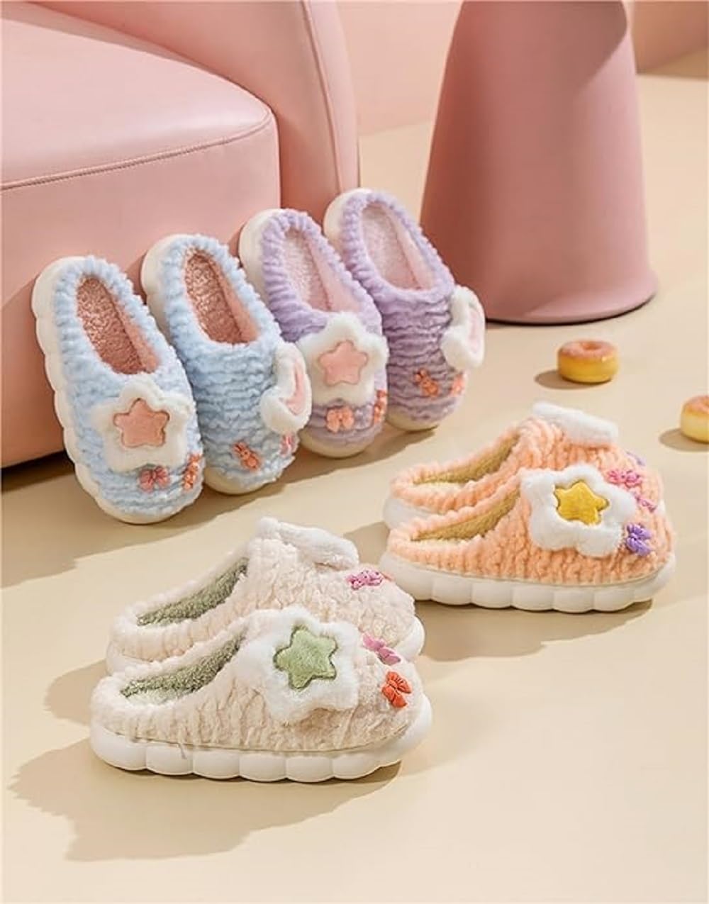 Panihari Warm Slipper for Women's Fur Closed Toe Intresting Star Winter Fashion for House & Bedroom Home Indoor Outdoor Sandals (1 Pair) 7 61LWRK2DNtL. SL1275