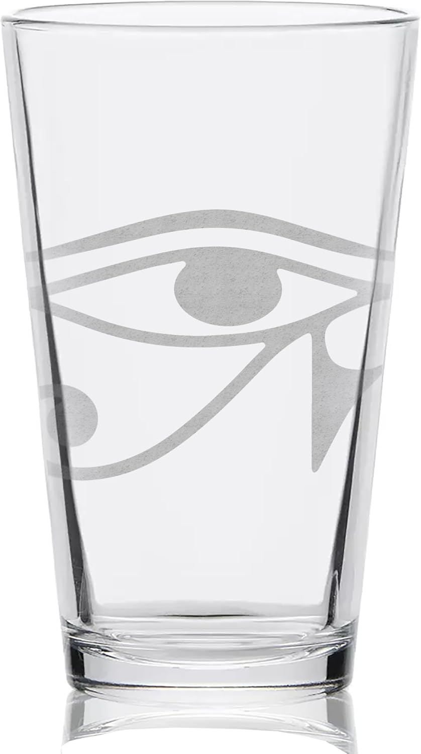 EGYPTIAN HIEROGLYPHICS Engraved Pint Glass | Science History Archaeology Pyramids | Full 360deg Wrap | Great Egypt Gift Idea!