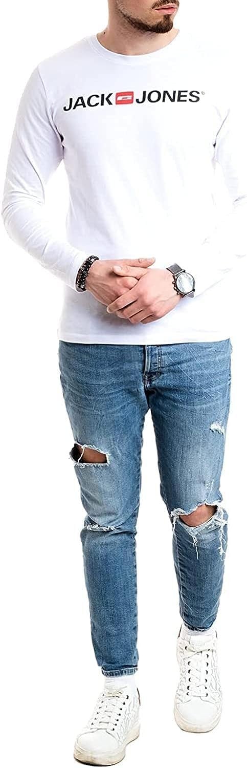 Jack & Jones Herren Langarmshirt aus Baumwolle – Longsleeve Männer – T-Shirt mit Langen Ärmeln aus Baumwolle - einzeln und Multipack