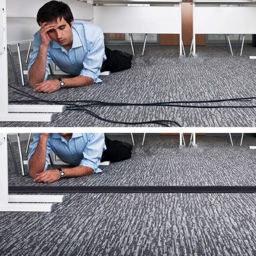Floor Cord Cover For Office Carpet Wire Cover Under Desk Cable Grip Strip Management Hold Cords In Place For Power Cords Audio Cables Coaxial Cable Telephone Line (2.7” Width X 10’Length) #TOP5