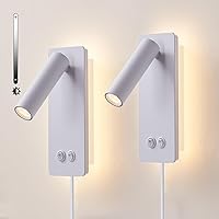 Vista 12 de Lámpara de Pared LED, Luz de Lectura de Cabecera, Enchufable, 3W, Aplique de Pared de Cabecero, Lámpara de Pared Ajustable con Interruptor