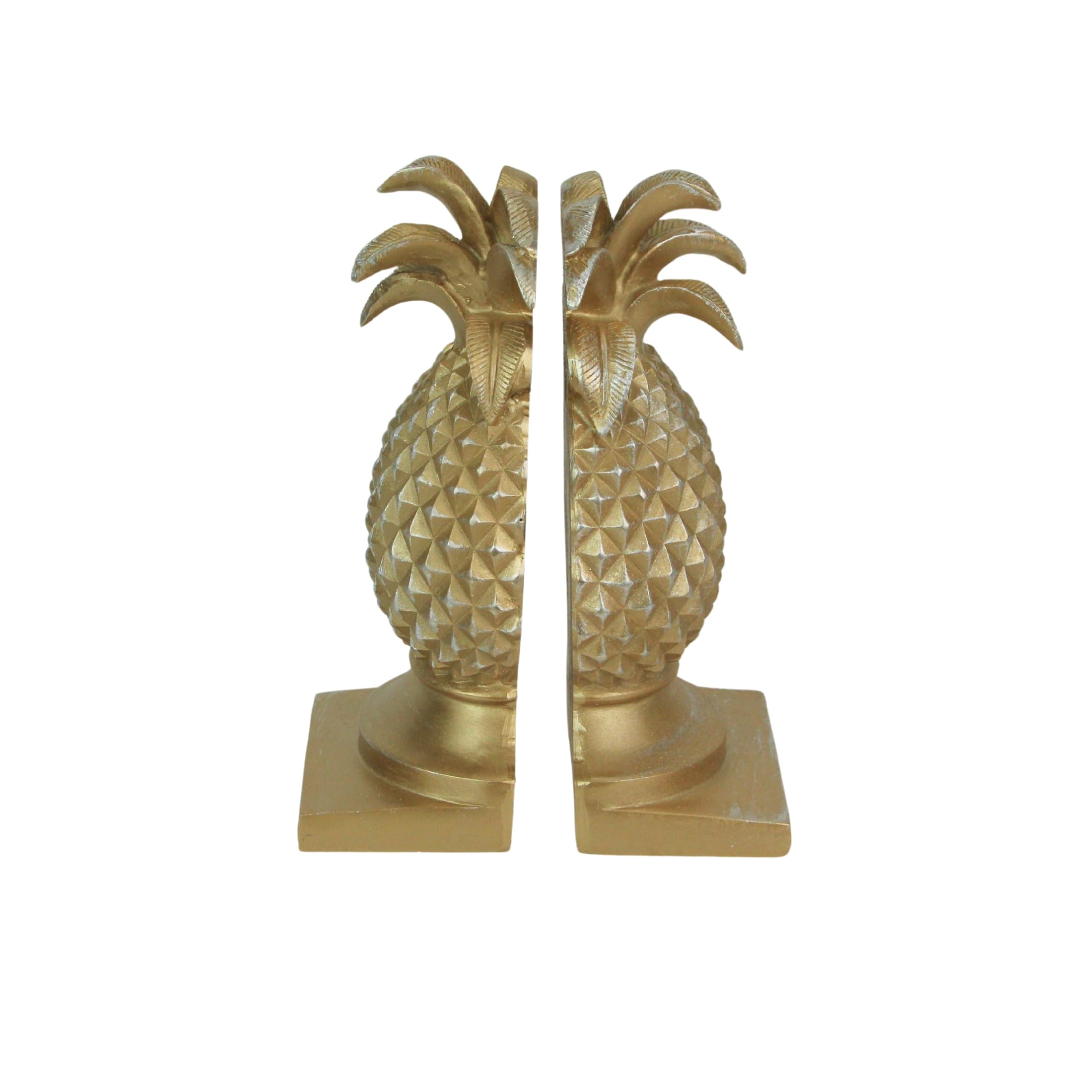 Elegant Gold Pineapple Bookends – Chic Tropical Decor for Bookshelves, Desks, or Mantels – Stylish Home Accent – 10 Inches High