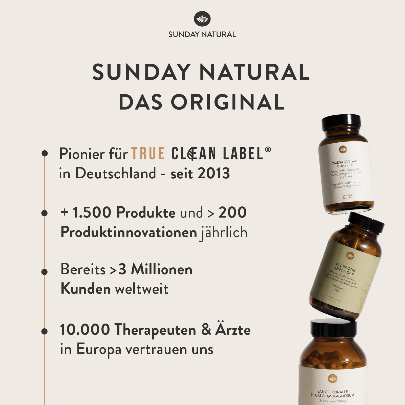 SUNDAY NATURAL® Omega 3 Vegan - 120 Softgel Kapseln - 1.000 mg Algenöl pro Tagesdosis: 350 mg DHA und 180 mg EPA (2 kapseln) - Leicht schluckbare Omega 3 Kapseln - Laborgeprüft