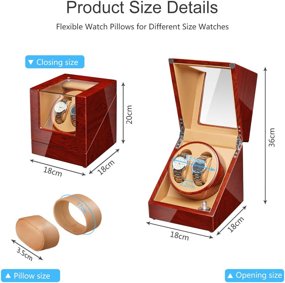 JQUEEN Double Watch Winder with Quiet Japanese Mabuchi Motor (Bubinga)