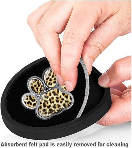 Miniatura 3 de Posavasos de silicona antideslizantes con almohadilla de fieltro absorbente impresa extraíble, juego de 4 unidades, diseño de pata de leopardo