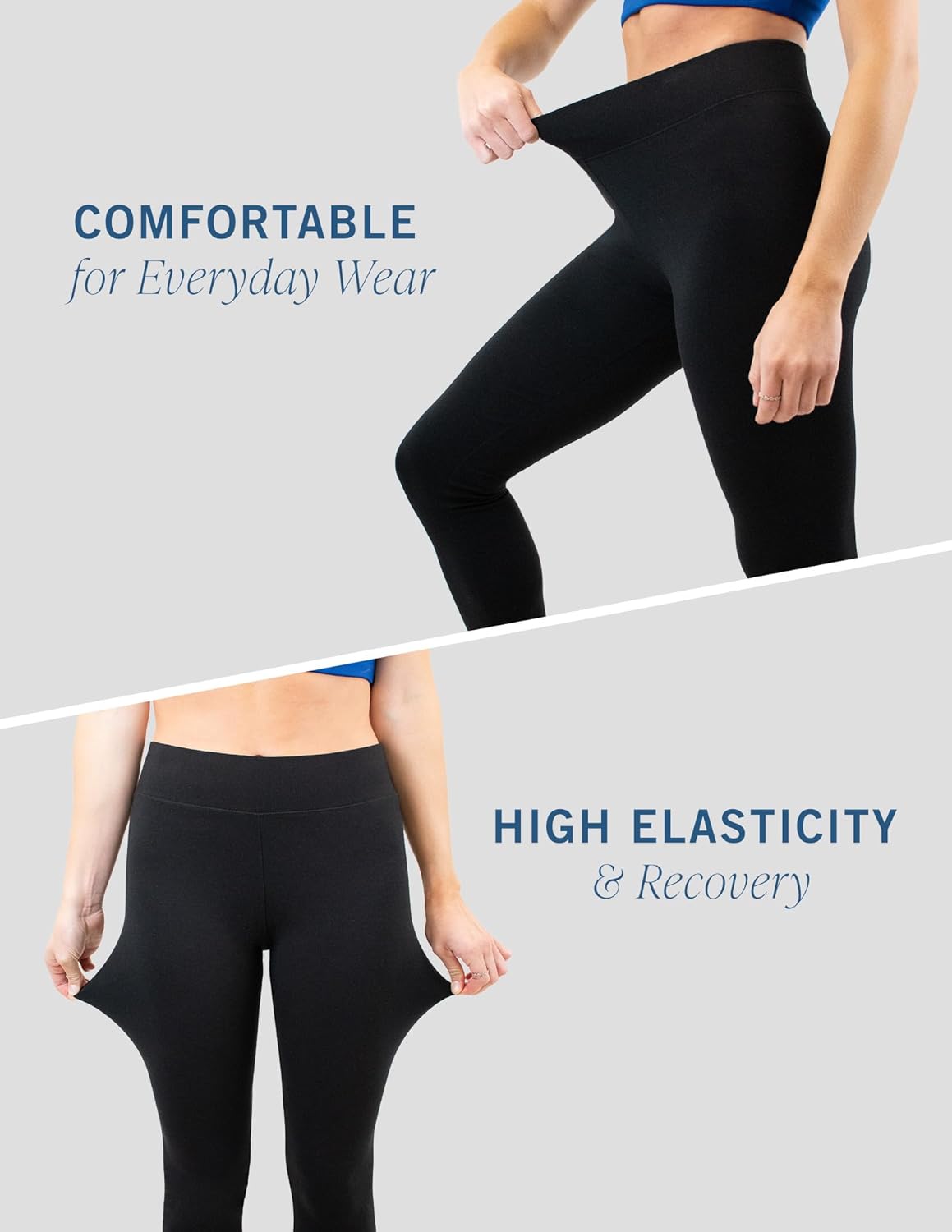 HUE Women's Ultra Soft Cotton Leggings with Wide Waistband, Full and Capri Length - Image 6