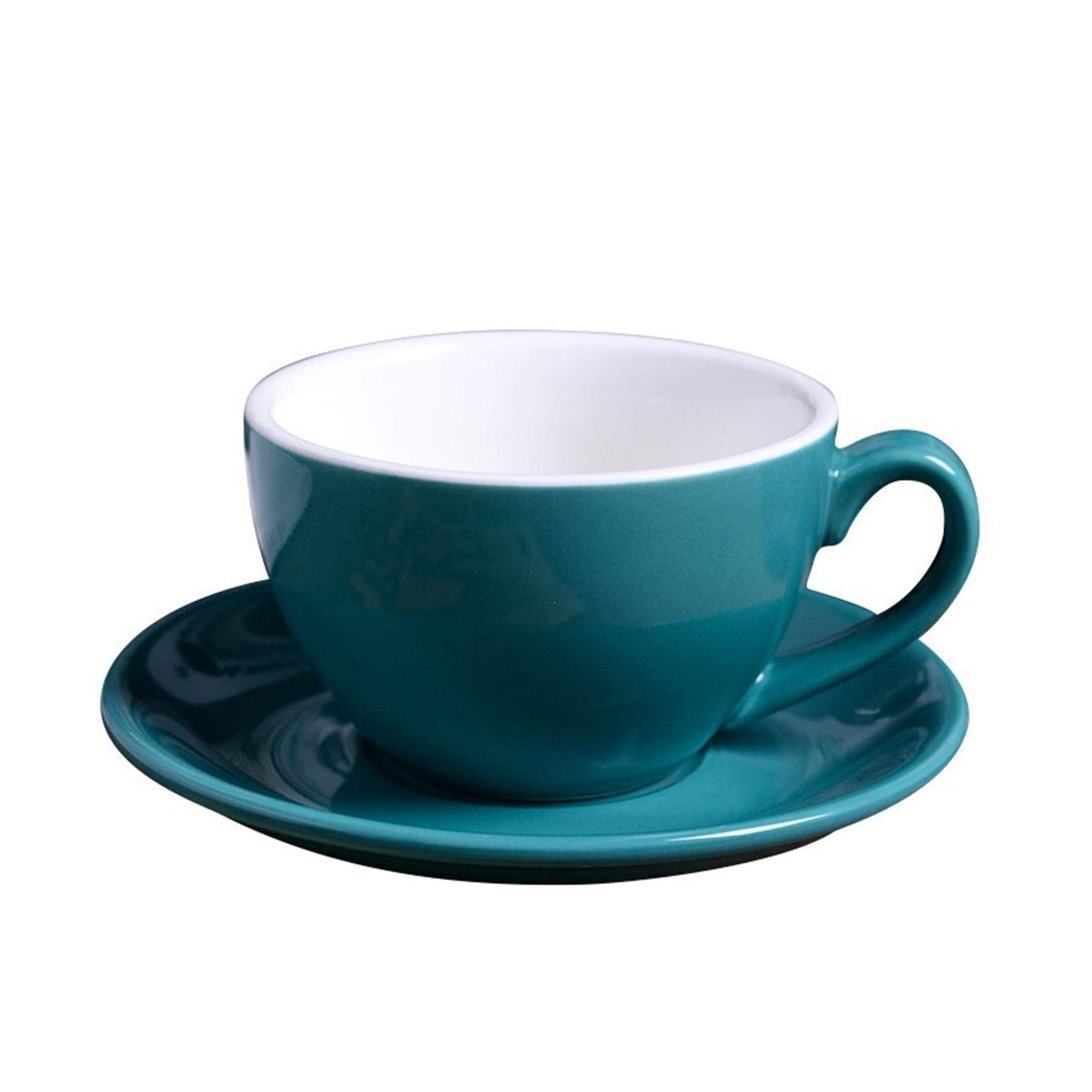 Gbzijie Women's Lake Blue Coffee Cup Set,Cups And Saucers 220Ml Modern Ceramic Coffee Cup Set Simple Cappuccino Cups For Latte Mocha Coffee Cup With Saucer(Lake Blue)