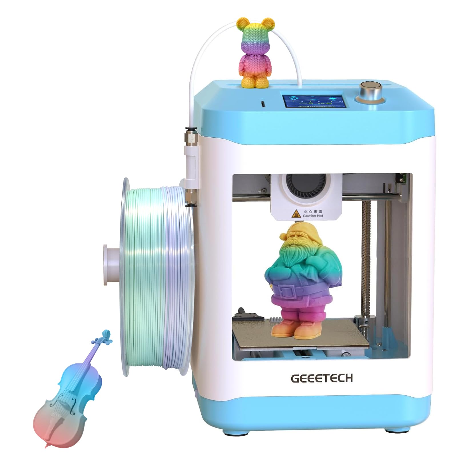 Stampante 3D per bambini e principianti, mini stampanti 3D Geeetech con livellamento automatico, ad alta velocità e completamente open source, estrusore a trasmissione diretta completamente assemblato
