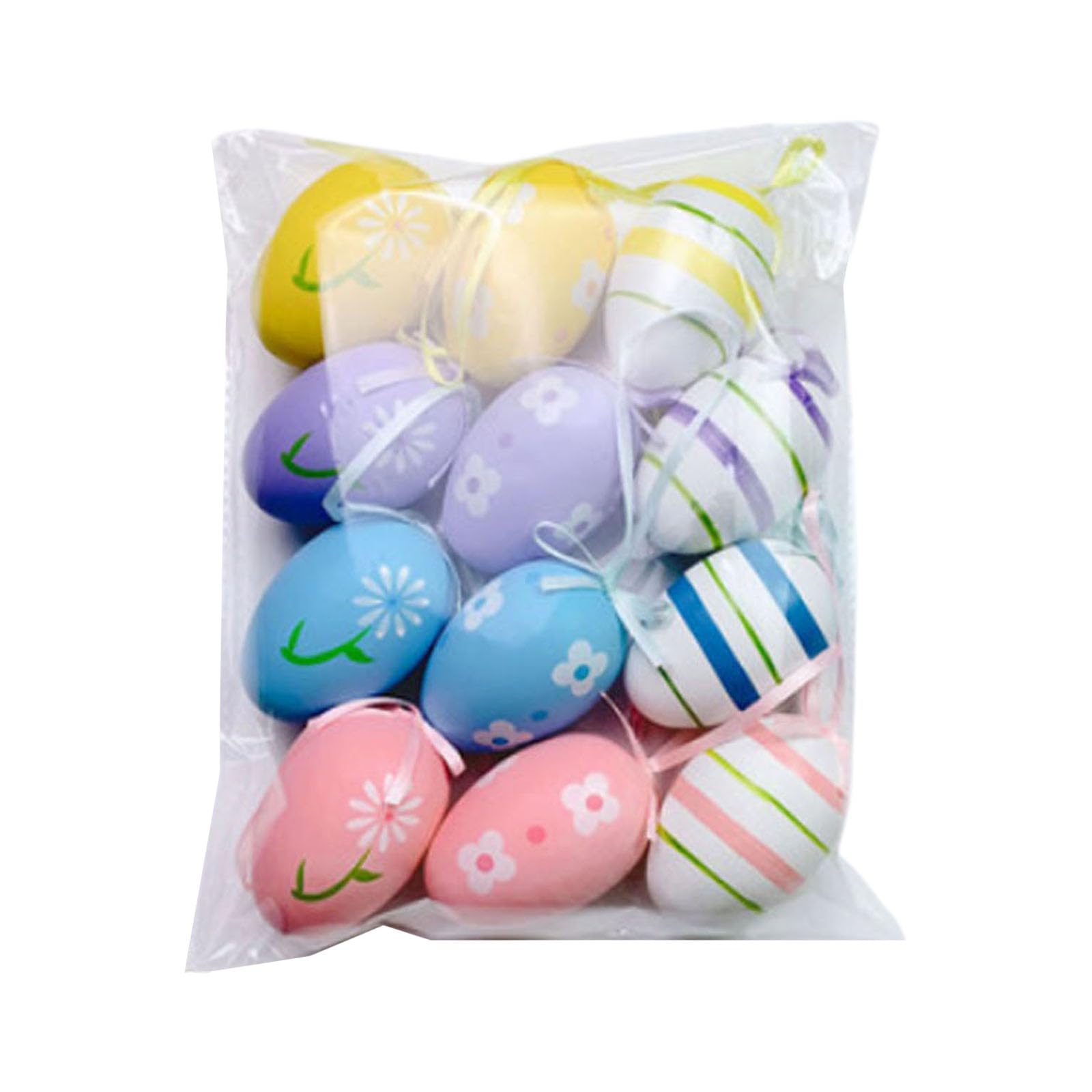 NEWFT 12Pcs Easter Colorful Eggs Colorful Ornament Art Crafts Supplies for Kindergarten School Students Ornament