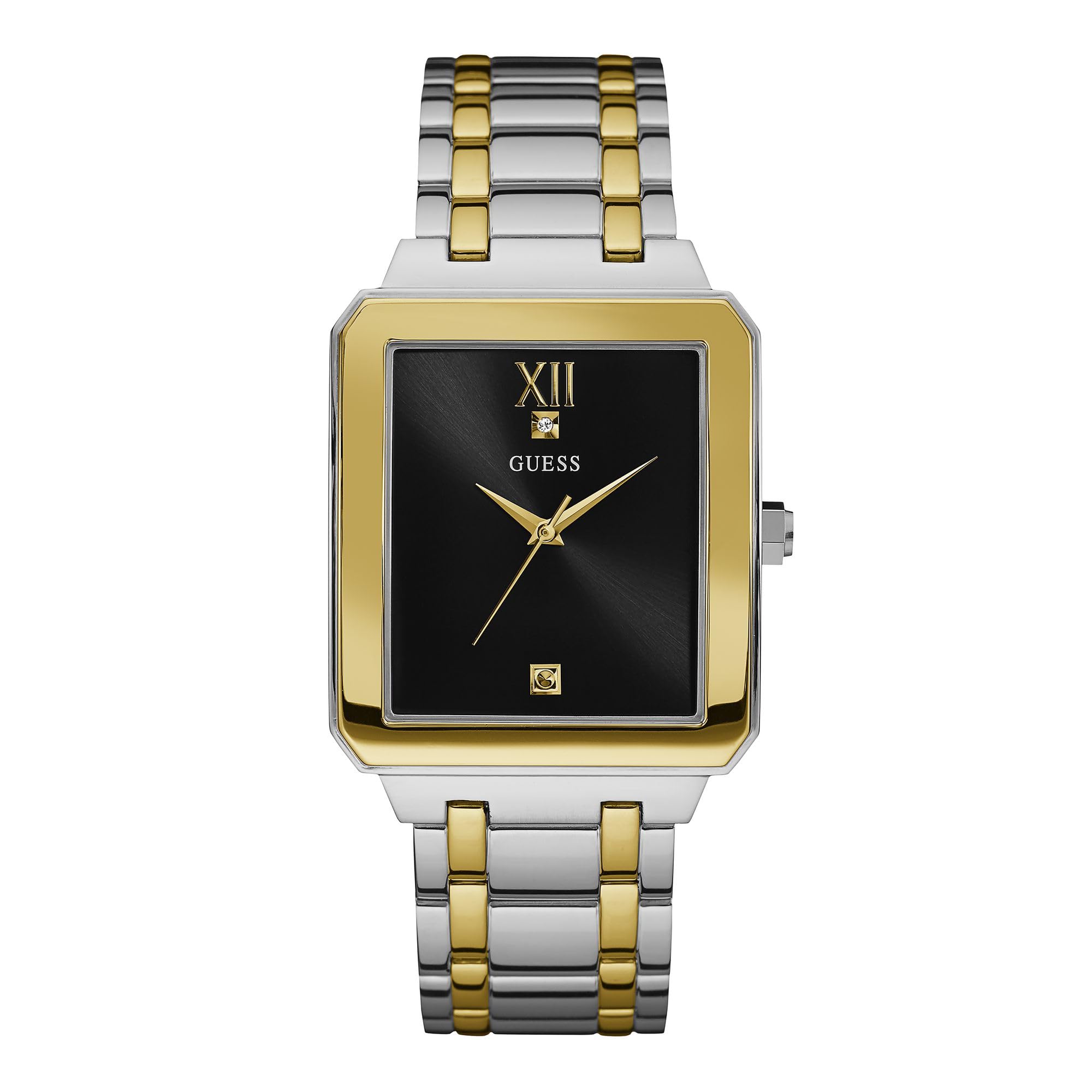 Guess Men's 35mm Watch - Two-Tone Stainless Steel Strap Black Dial Two-Tone Case
