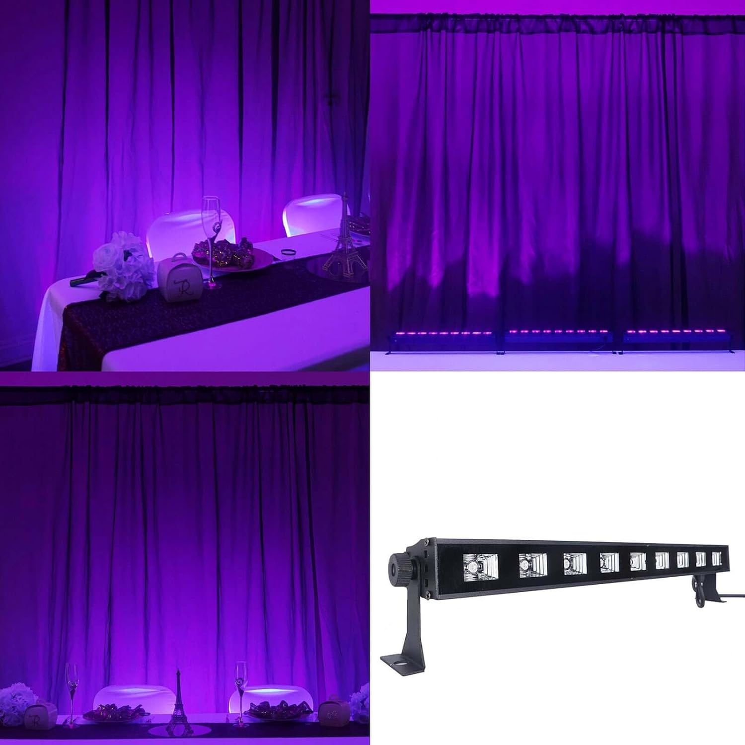 Efavormart 9 LED Adjustable Black Light, 27W LED UV Bar Purple Wall Washer Lights