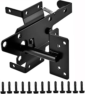 ZUIWAN Self-Locking Gate Latches for Wood,Vinyl Fence,Heavy Duty Metal Steel Post Mount Automatic Gravity Lever Gate Latches with Antirust Coating Fit for Backyard,Garden,Pool,Black