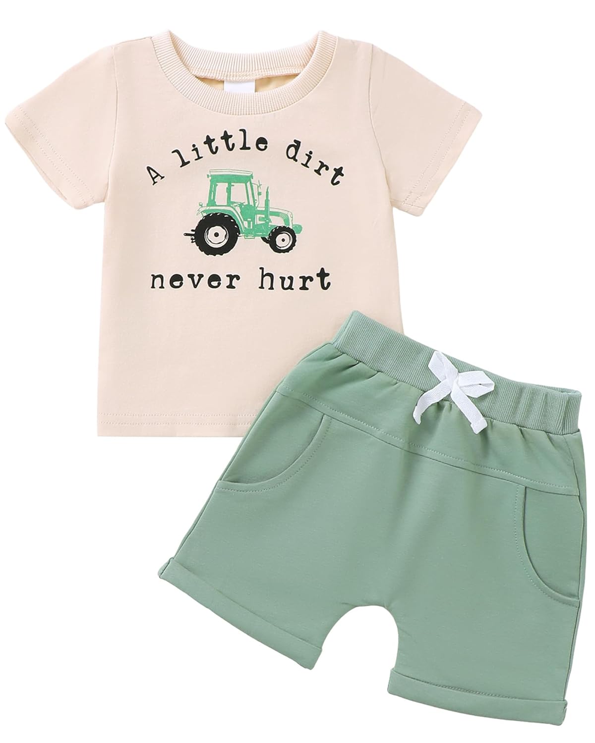 Jecson Toddler Boy Outfits Baby Boy Summer Clothes Cotton Letter Print Short Sleeve T-Shirt and Shorts Set 6M-4Y