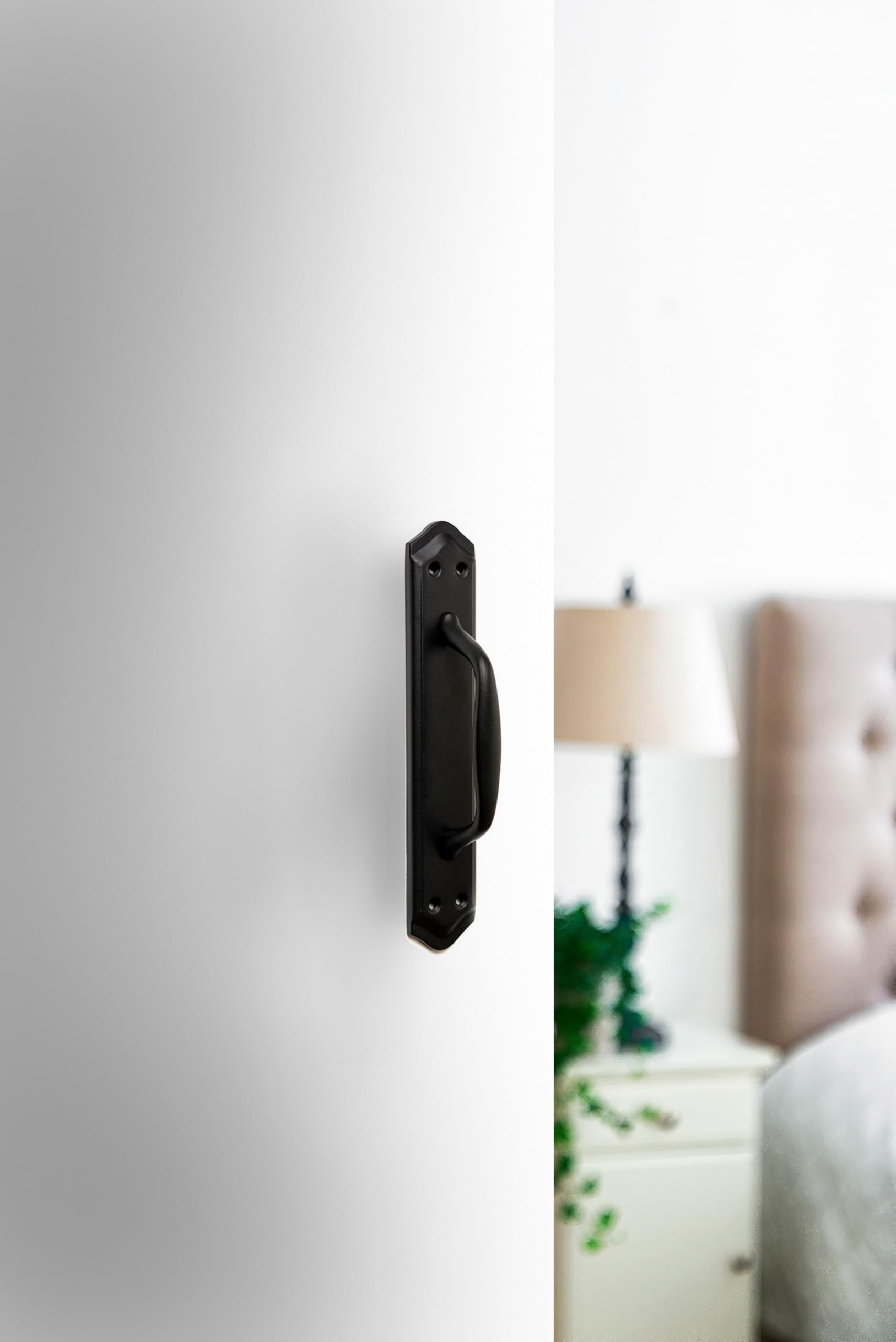 ARCO Sliding Door Handles - Set of 2 Handles with Plate in Black Finish - Image 3