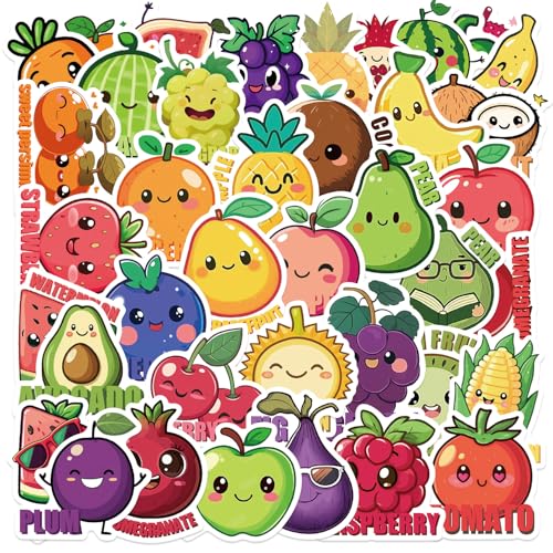 50 adesivi a forma di frutta per ragazze, ragazzi, adolescenti, frutta e verdura, adesivi per computer portatili, biciclette, skateboard, computer, vinile impermeabile per parete, adesivi graffiti