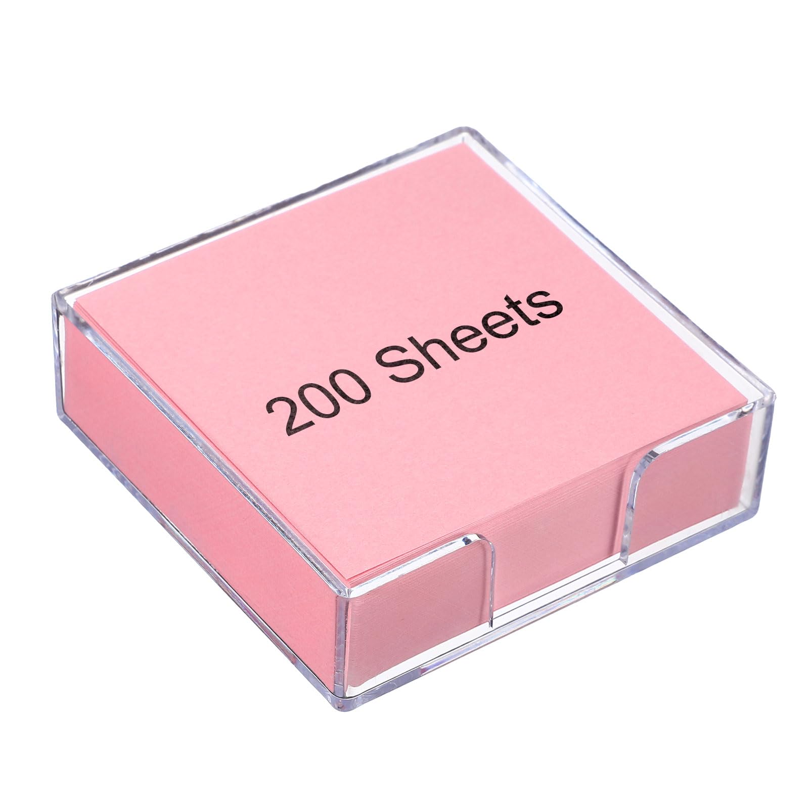 PATIKIL 3x3 Inch 1 Pcs Sticky Note Holder with 200 Sheets Self-Stick Note Memo Pad Dispenser Office Desk Organizer Supplies for Home Office Desktop, Pink